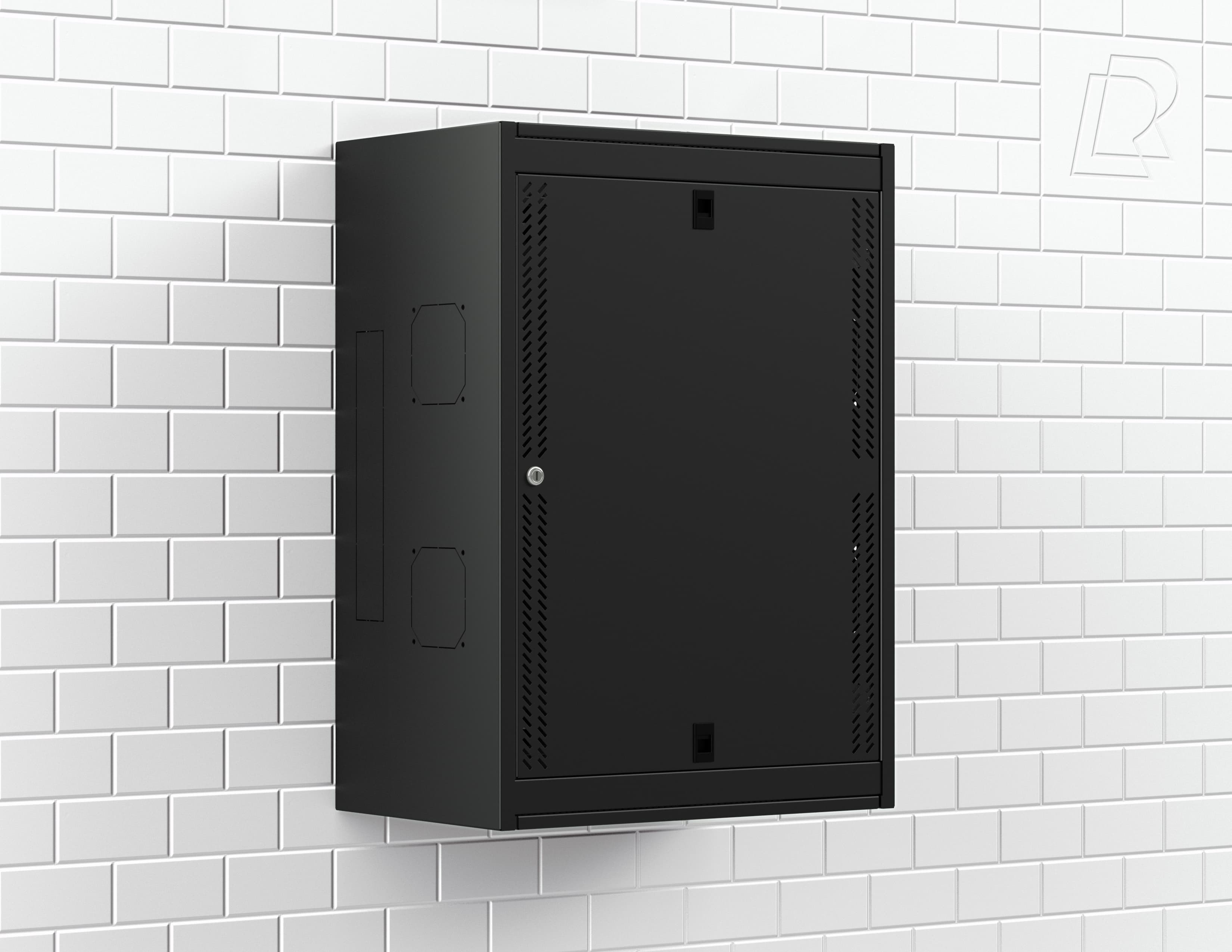 Шкаф напольный-настенный 7U для оборудования 19 дюймов, глубина 800мм, дверь перфорация, черный