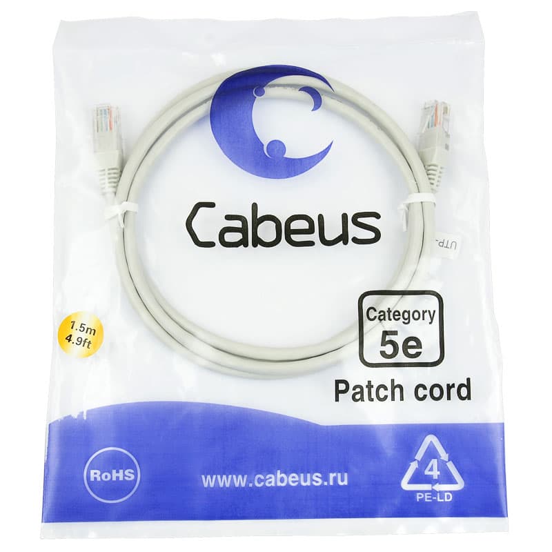 Cabeus PC-UTP-RJ45-Cat.5e-1.5m